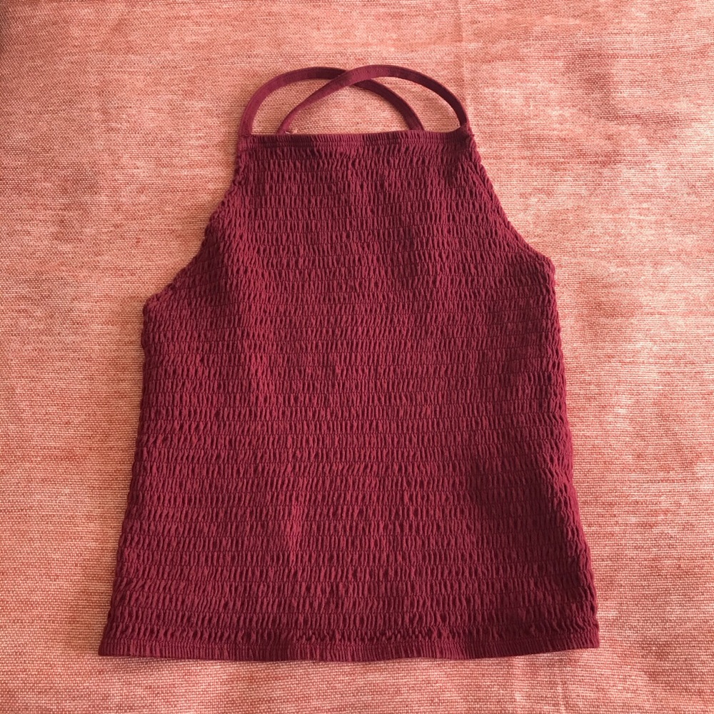 High neck crop tank